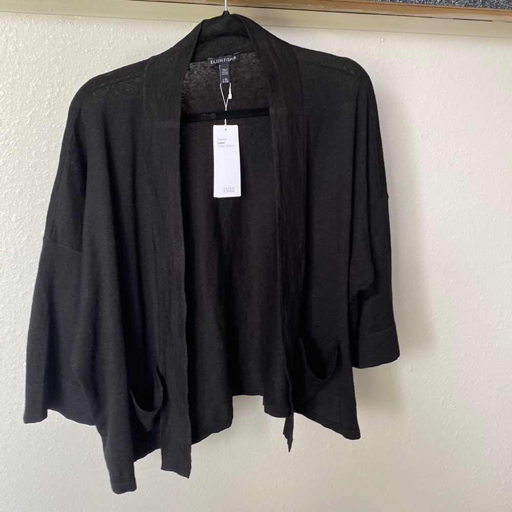 Eileen Fisher Organic Linen Crepe Cardigan NWT